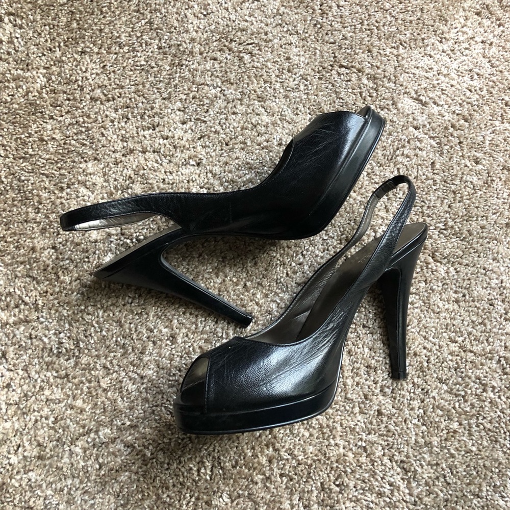 Black Open Toe High Heels - Picture 2 of 6